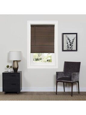 Cordless Room Darkening Mini Blind  29" Width, 64"  Length 1" Slat Size Mahogany